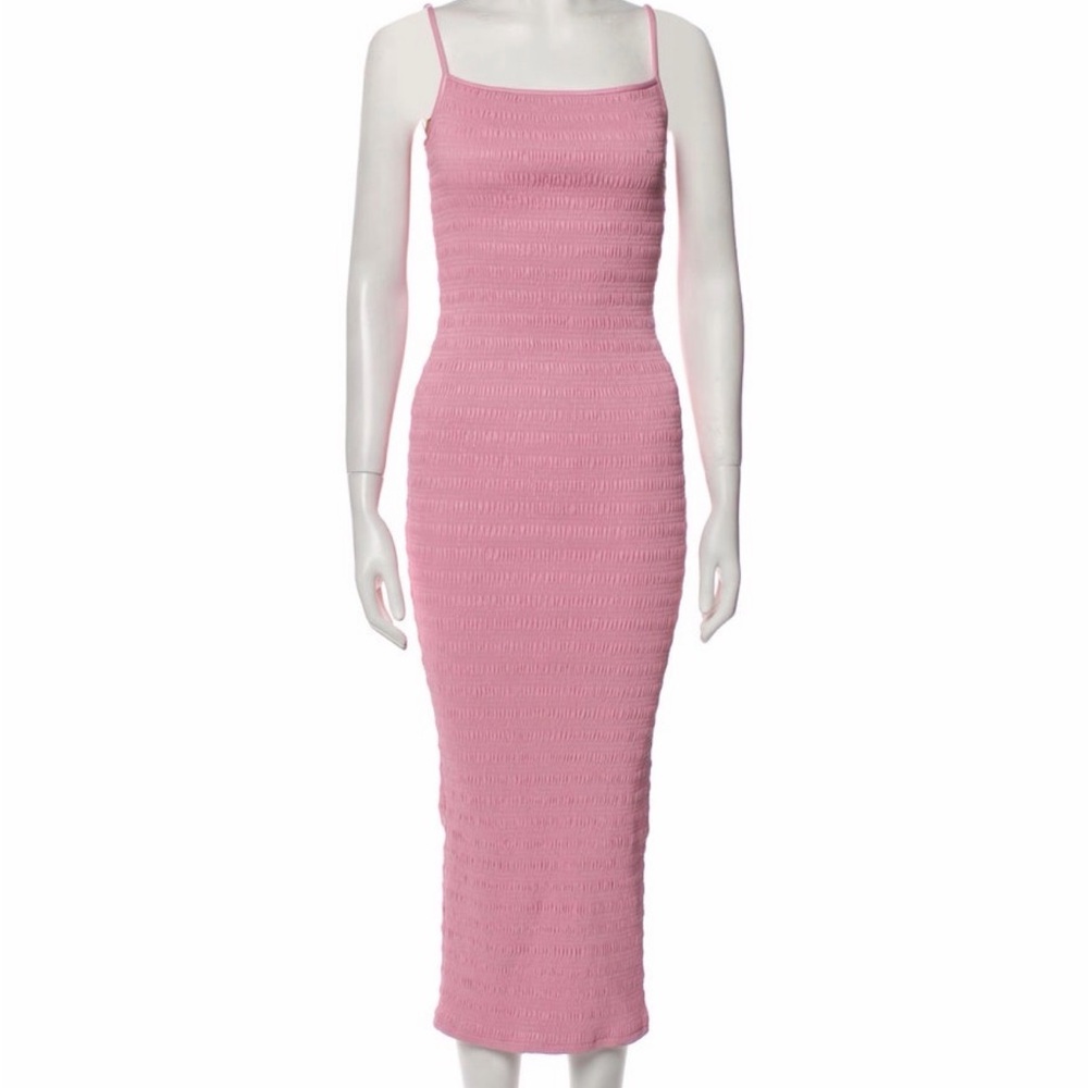 Nanushka Pink Ribbed Knit Maxi Dress